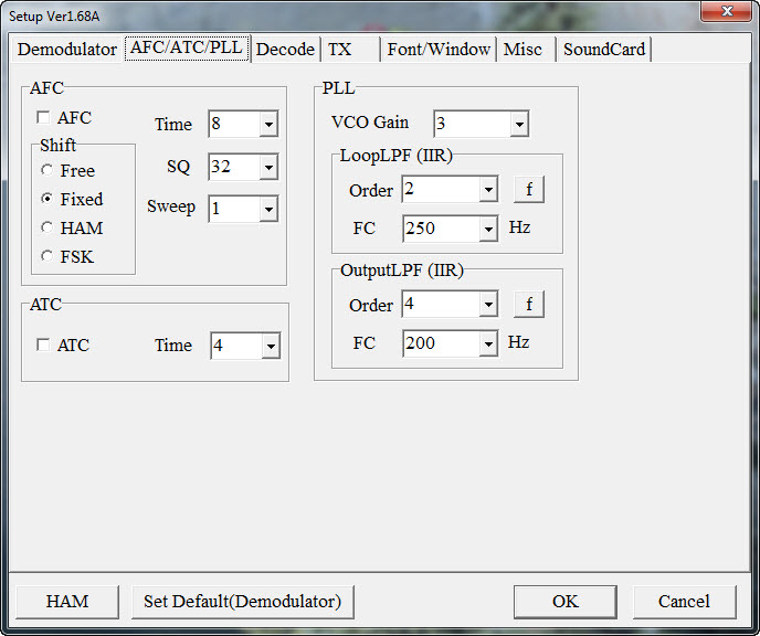 MMTTY AFC-ATC-PLL Tab IC7600